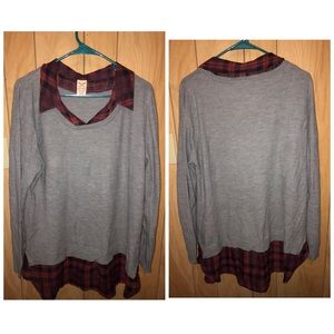 Faded Glory- Sweater with Plaid- XXL